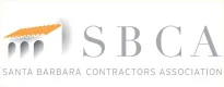 Santa Barbara Contractors Association logo with orange arch design and gray text